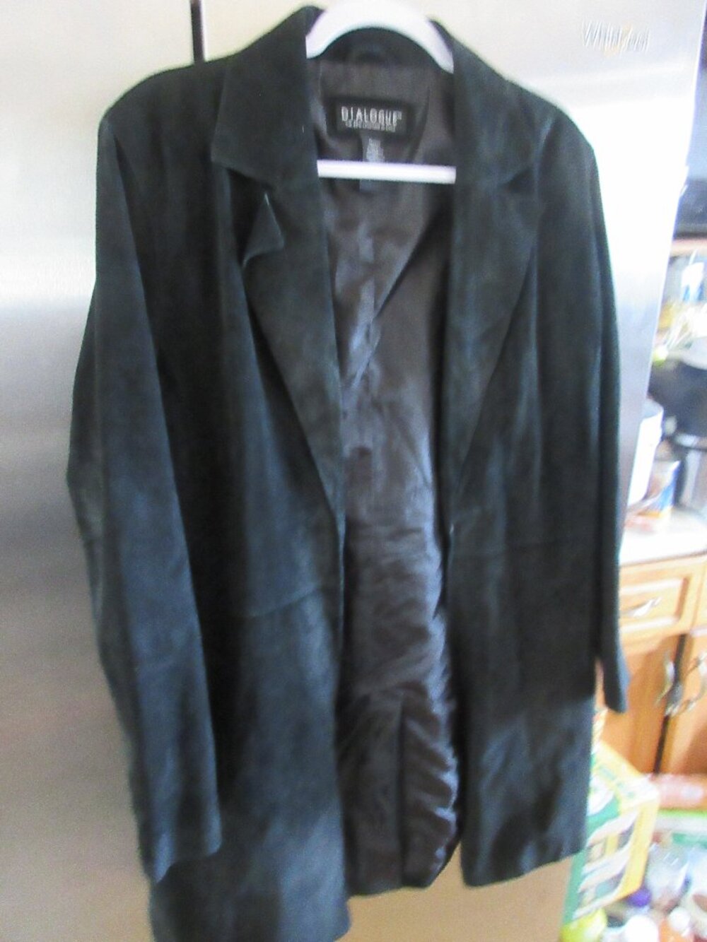 Dailogue vintage qvc lined black suede long coat jacket M boho